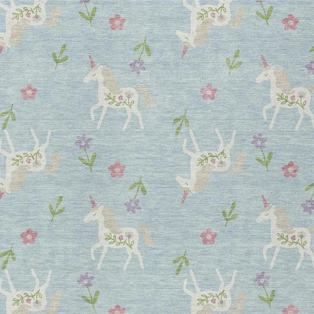 3' X 5' Sky Blue And Blue Floral Washable Indoor Outdoor Area Rug Homeroots Outdoor