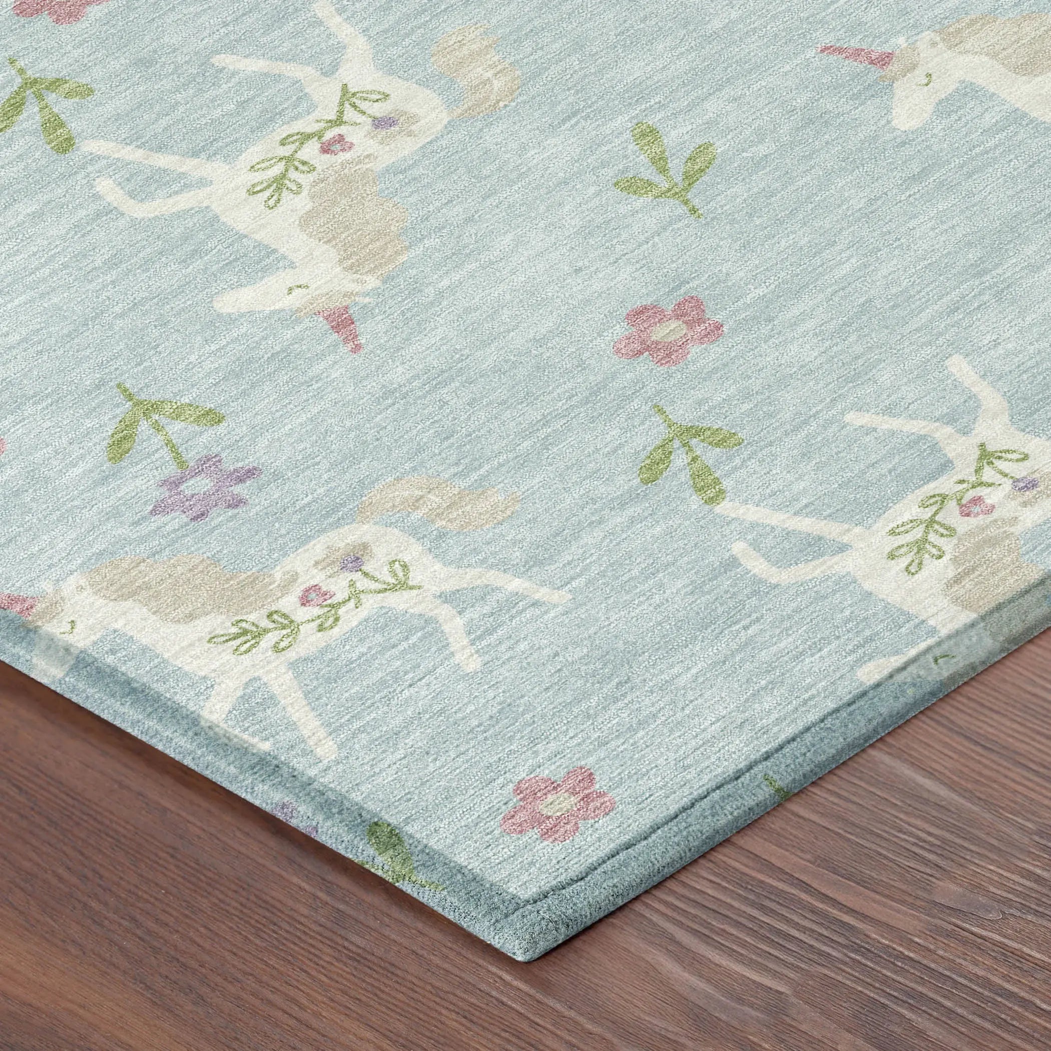 3' X 5' Sky Blue And Blue Floral Washable Indoor Outdoor Area Rug Homeroots Outdoor