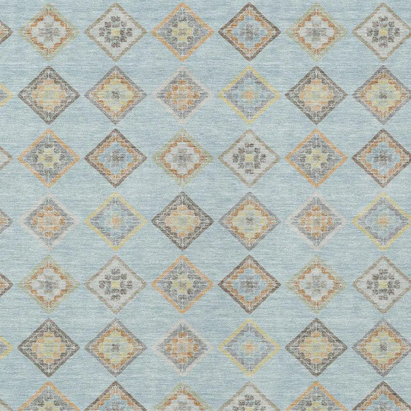 3' X 5' Sky Blue And Blue Geometric Washable Indoor Outdoor Area Rug Homeroots Outdoor