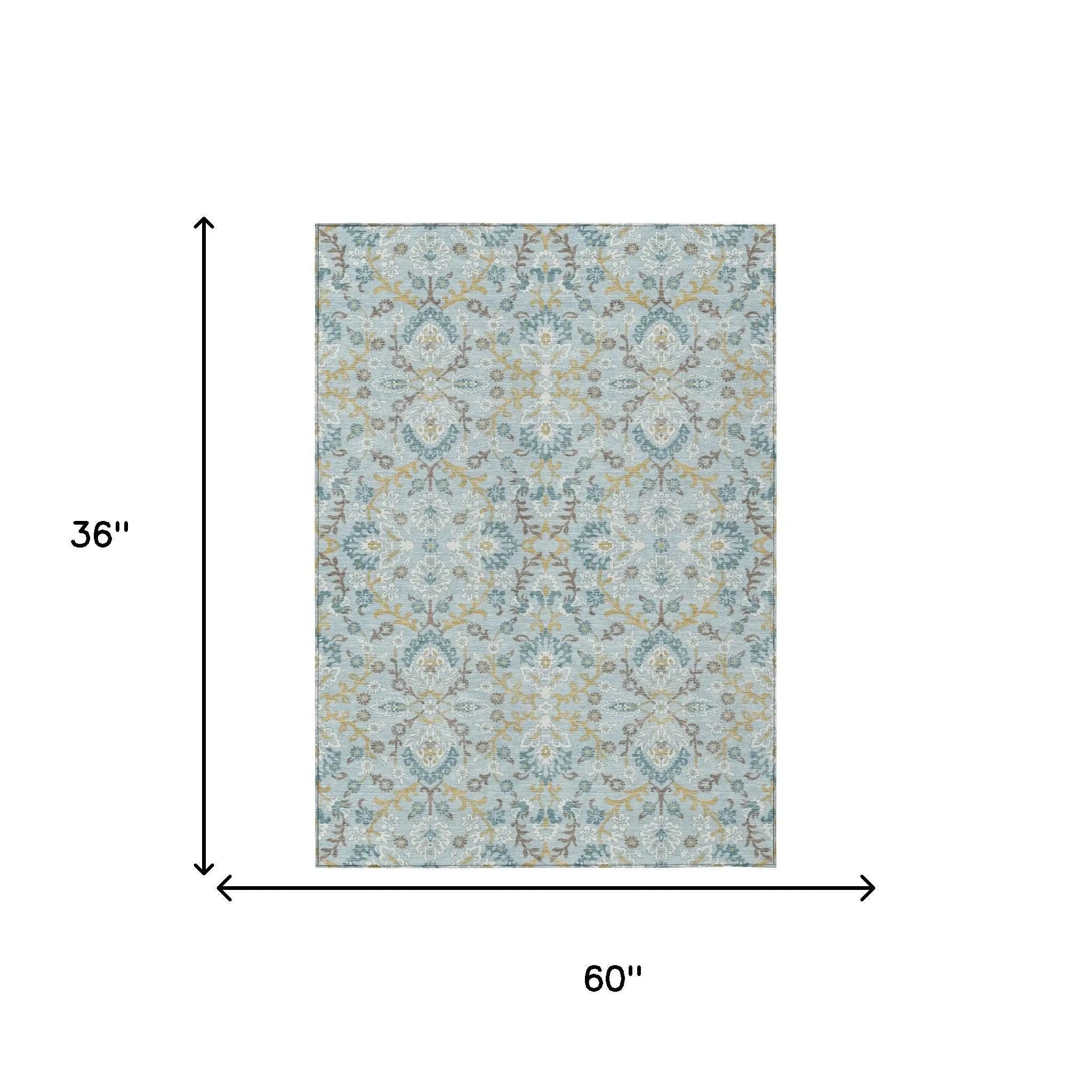 3' X 5' Sky Blue And Blue Geometric Washable Indoor Outdoor Area Rug Homeroots Outdoor