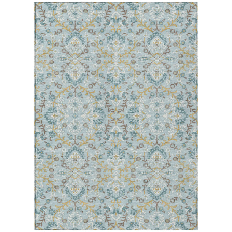 3' X 5' Sky Blue And Blue Geometric Washable Indoor Outdoor Area Rug Homeroots Outdoor