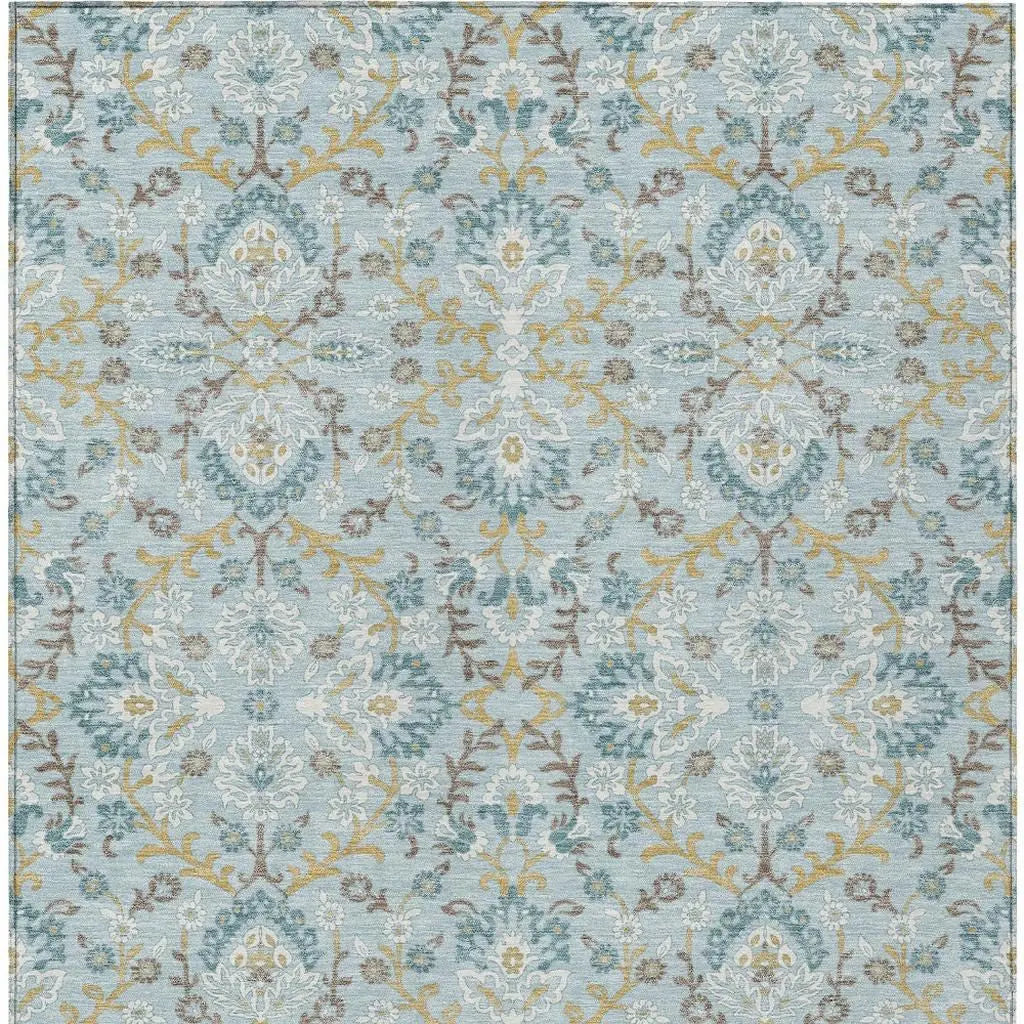 3' X 5' Sky Blue And Blue Geometric Washable Indoor Outdoor Area Rug Homeroots Outdoor