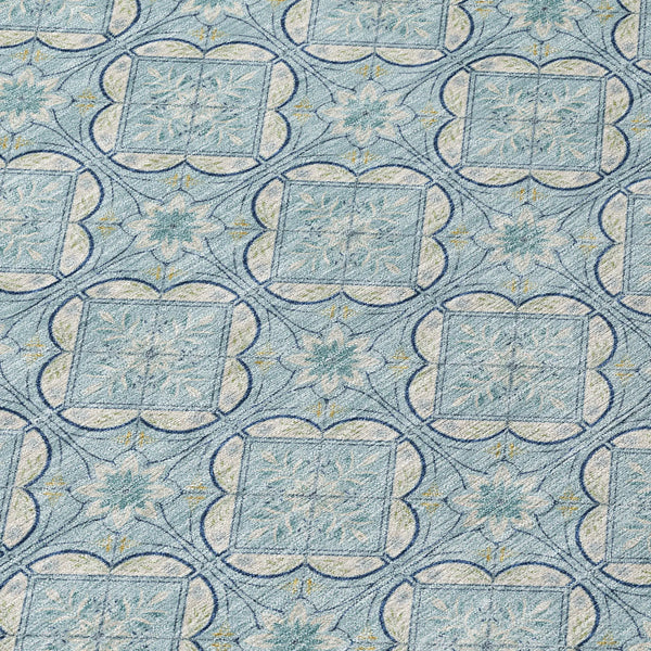3' X 5' Sky Blue And Blue Geometric Washable Indoor Outdoor Area Rug Homeroots Outdoor
