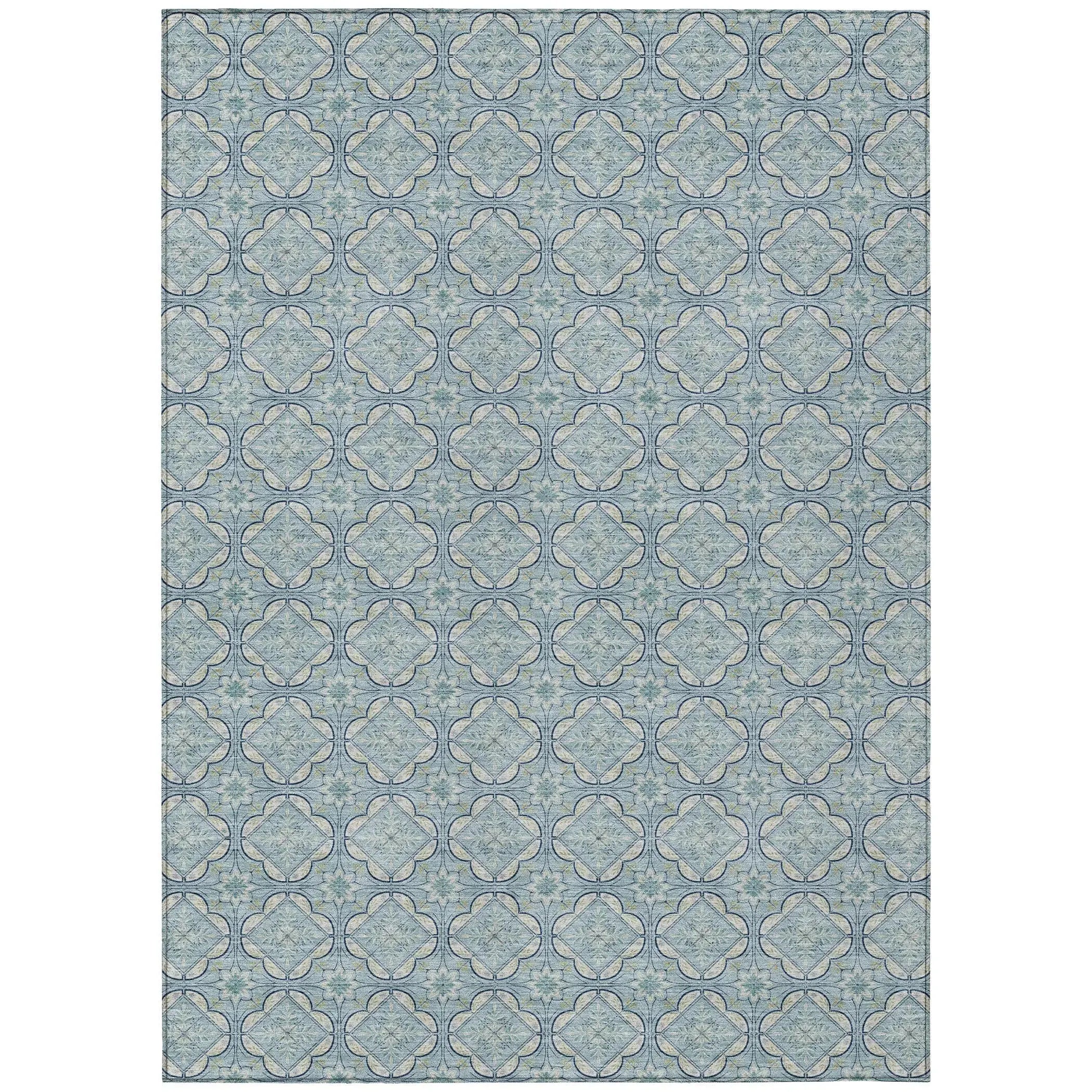 3' X 5' Sky Blue And Blue Geometric Washable Indoor Outdoor Area Rug Homeroots Outdoor