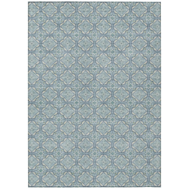 3' X 5' Sky Blue And Blue Geometric Washable Indoor Outdoor Area Rug Homeroots Outdoor