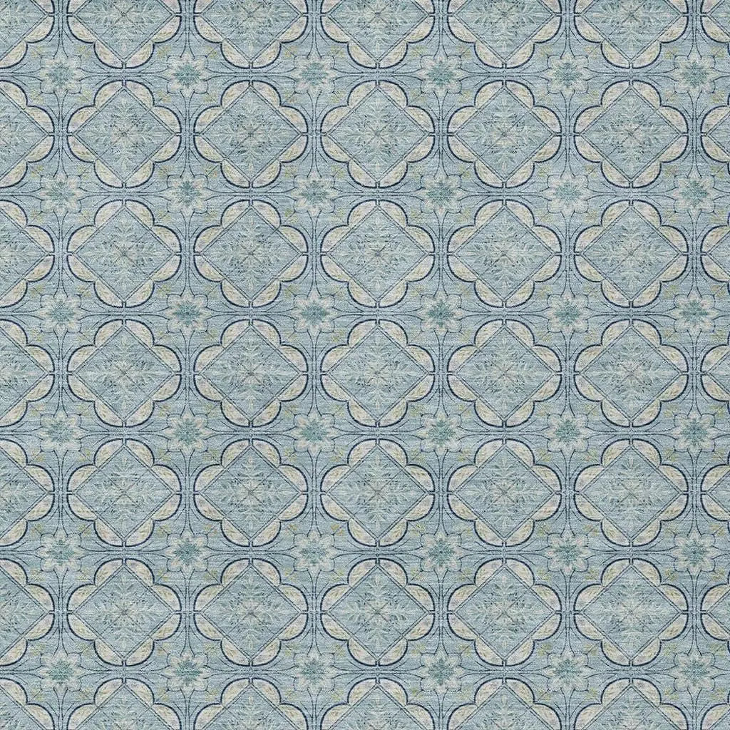 3' X 5' Sky Blue And Blue Geometric Washable Indoor Outdoor Area Rug Homeroots Outdoor
