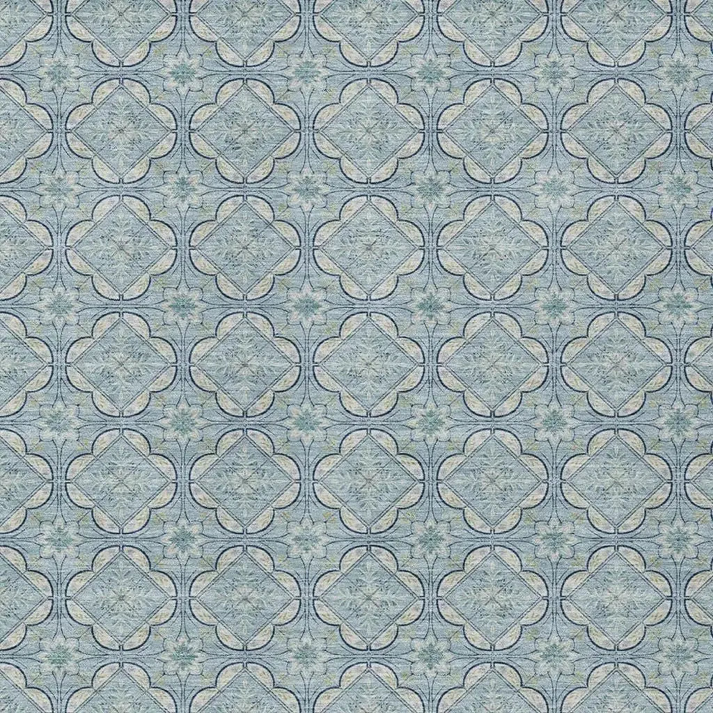 3' X 5' Sky Blue And Blue Geometric Washable Indoor Outdoor Area Rug Homeroots Outdoor