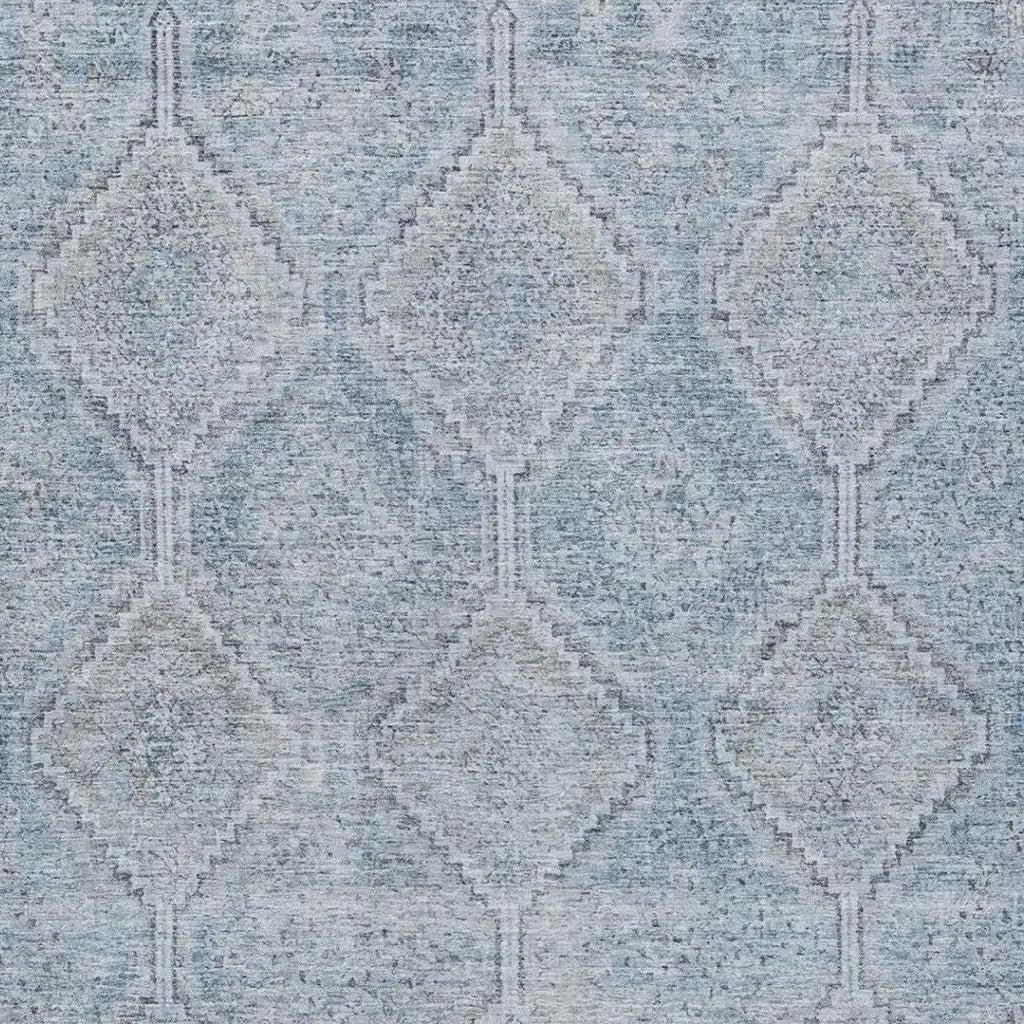 3' X 5' Sky Blue And Blue Geometric Washable Indoor Outdoor Area Rug Homeroots Outdoor