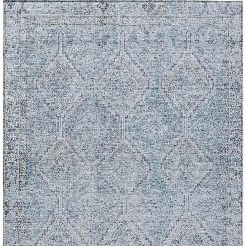 3' X 5' Sky Blue And Blue Geometric Washable Indoor Outdoor Area Rug Homeroots Outdoor