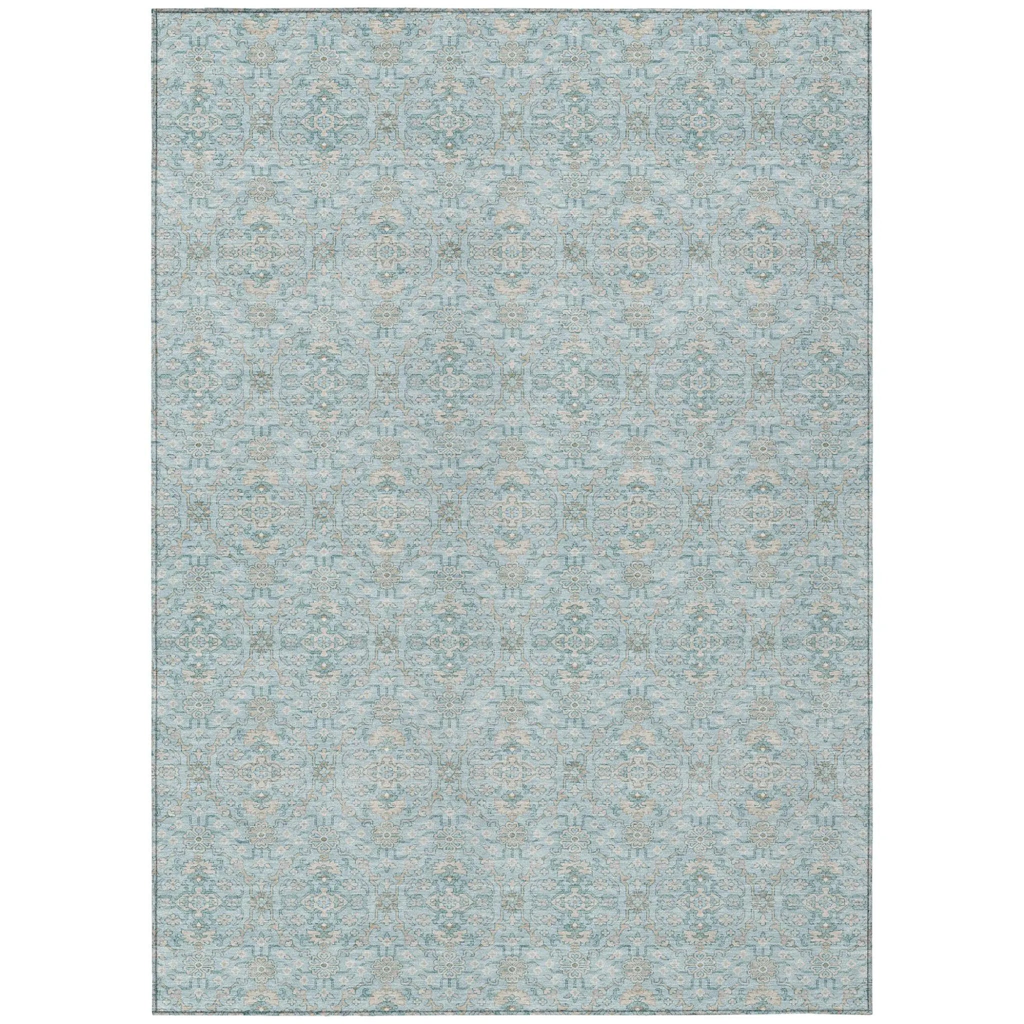 3' X 5' Sky Blue And Blue Oriental Washable Indoor Outdoor Area Rug Homeroots Outdoor