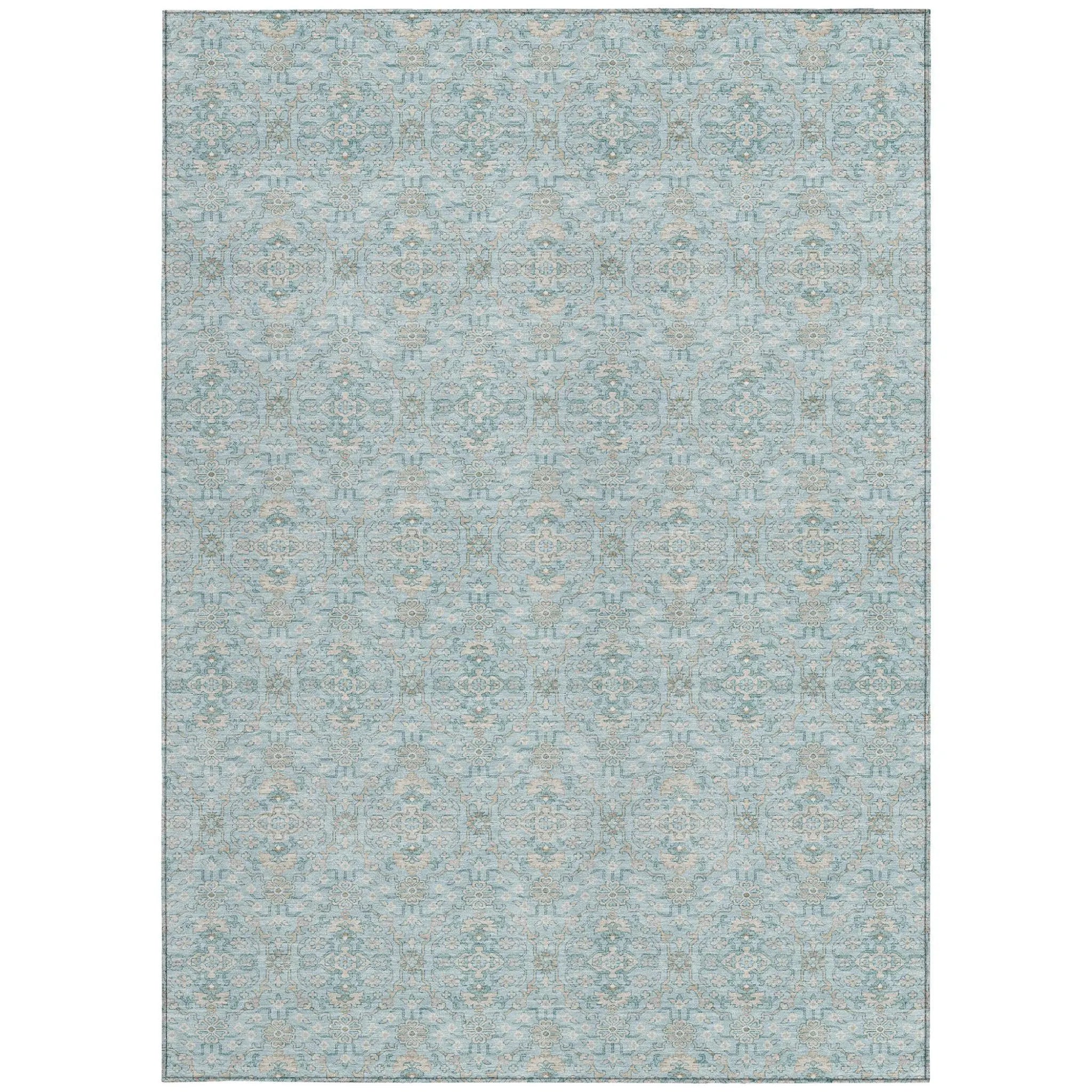 3' X 5' Sky Blue And Blue Oriental Washable Indoor Outdoor Area Rug Homeroots Outdoor