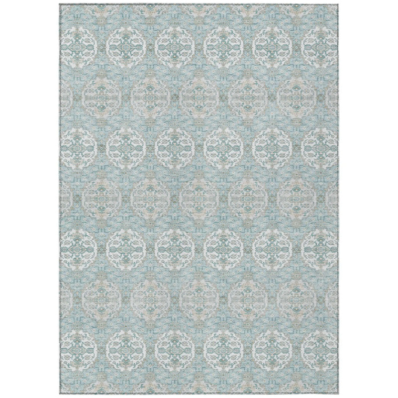3' X 5' Sky Blue And Blue Striped Washable Indoor Outdoor Area Rug Homeroots Outdoor