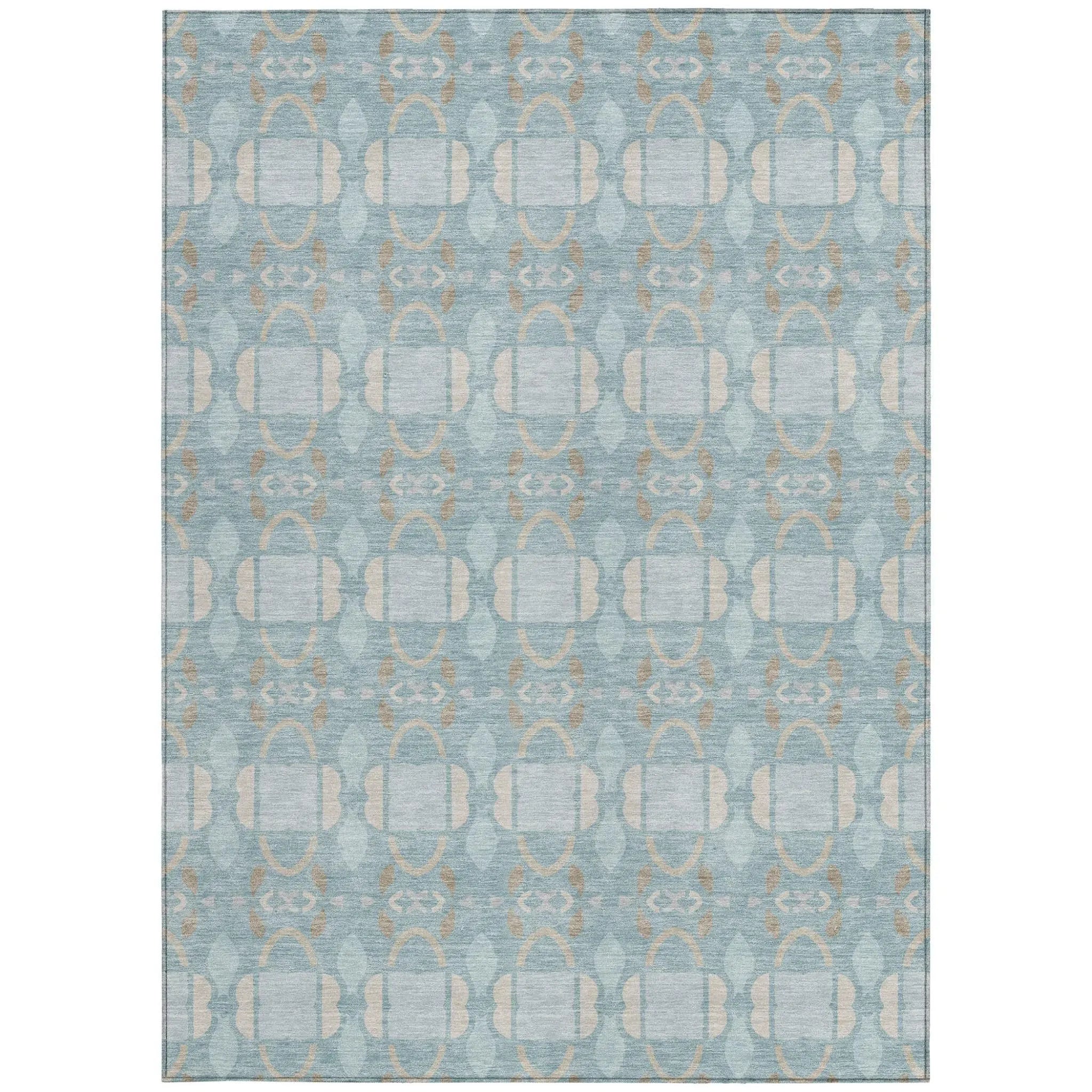 3' X 5' Sky Blue And Blue Striped Washable Indoor Outdoor Area Rug Homeroots Outdoor