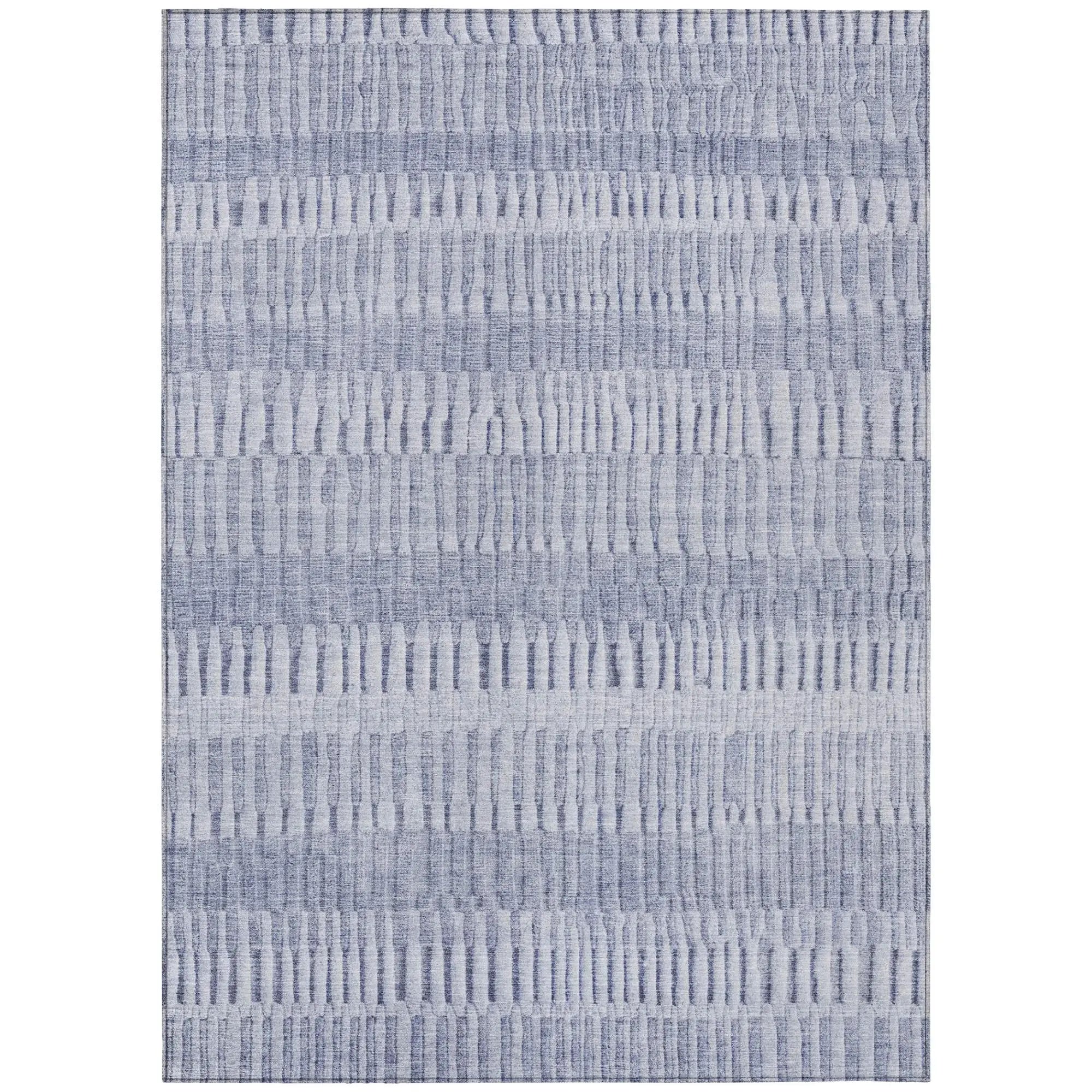 3' X 5' Sky Blue And Blue Striped Washable Indoor Outdoor Area Rug Homeroots Outdoor