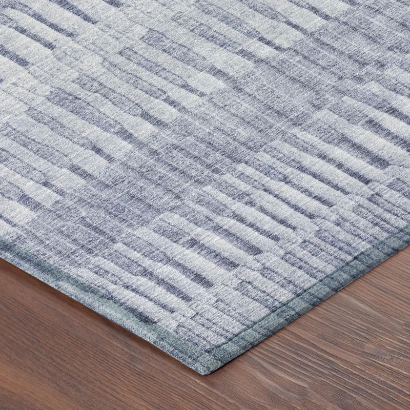 3' X 5' Sky Blue And Blue Striped Washable Indoor Outdoor Area Rug Homeroots Outdoor