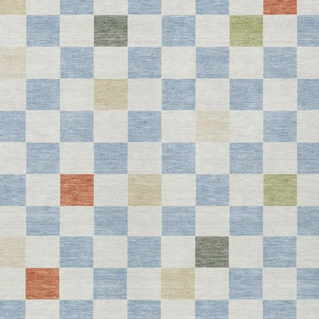 3' X 5' Sky Blue And Gray Geometric Washable Indoor Outdoor Area Rug Homeroots Outdoor