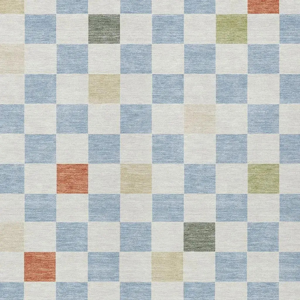 3' X 5' Sky Blue And Gray Geometric Washable Indoor Outdoor Area Rug Homeroots Outdoor