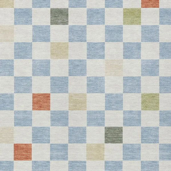 3' X 5' Sky Blue And Gray Geometric Washable Indoor Outdoor Area Rug Homeroots Outdoor
