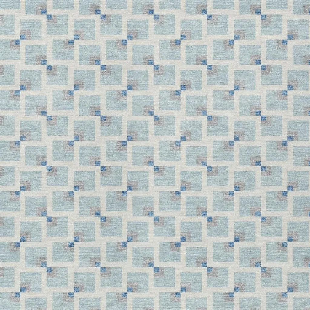 3' X 5' Sky Blue And Ivory Geometric Washable Indoor Outdoor Area Rug Homeroots Outdoor