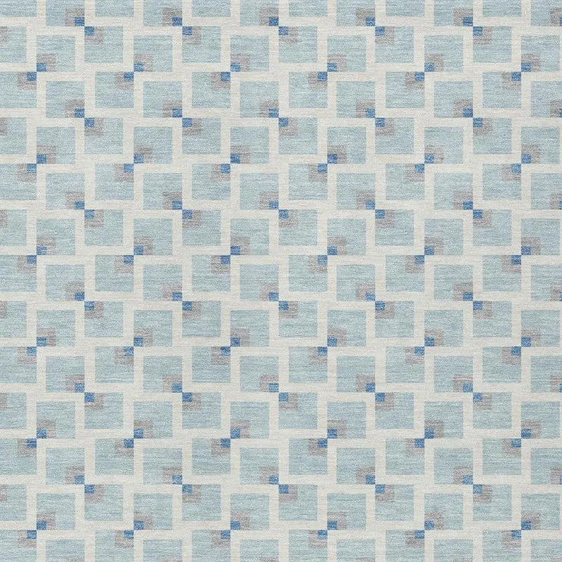 3' X 5' Sky Blue And Ivory Geometric Washable Indoor Outdoor Area Rug Homeroots Outdoor