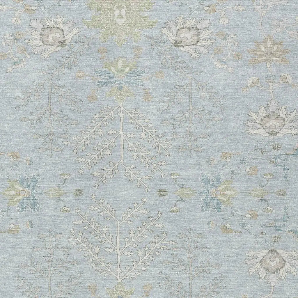 3' X 5' Sky Blue And Ivory Oriental Washable Indoor Outdoor Area Rug Homeroots Outdoor