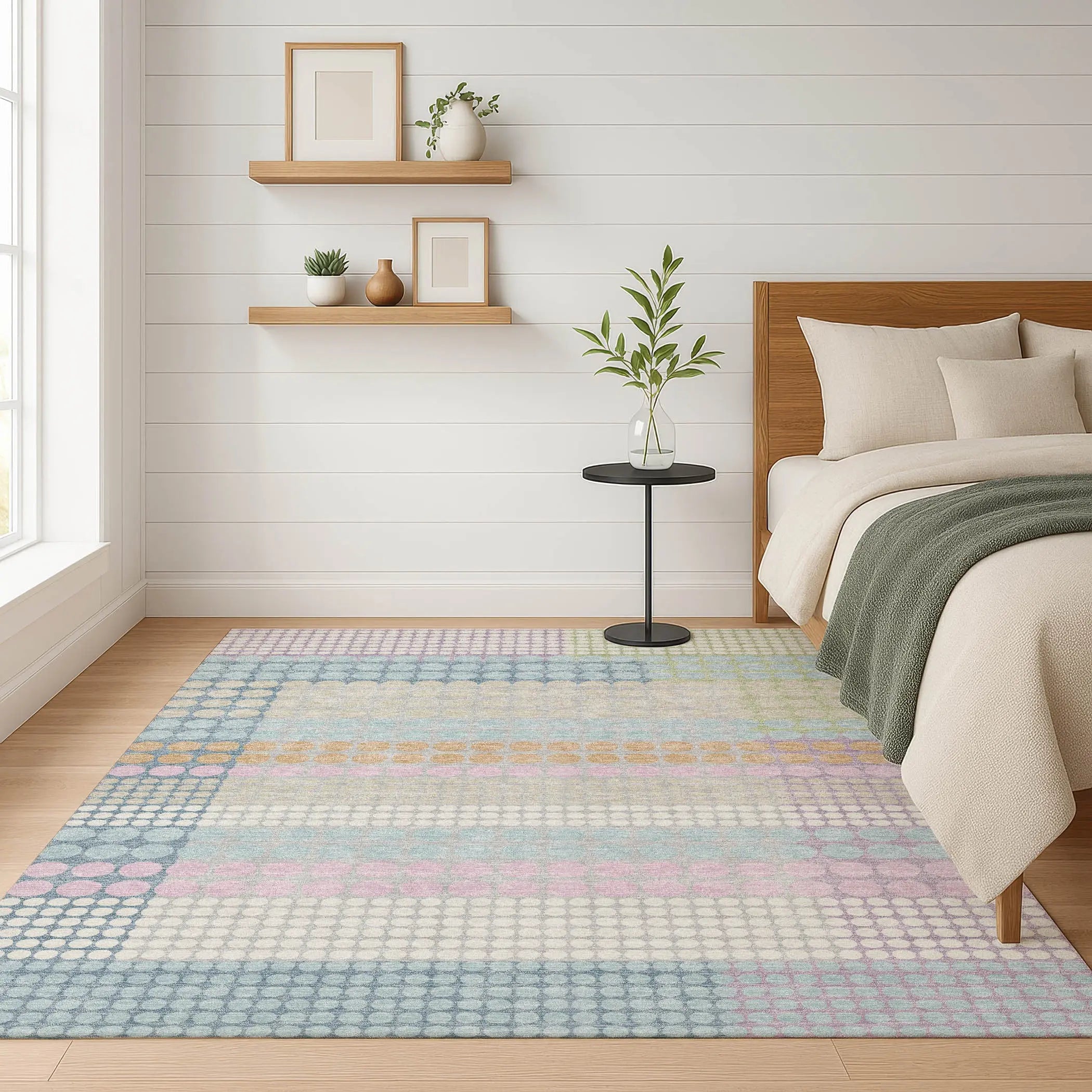 3' X 5' Sky Blue And Lavender Geometric Washable Indoor Outdoor Area Rug Homeroots Outdoor