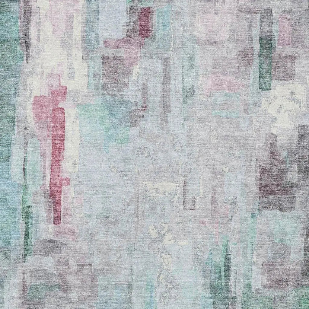 3' X 5' Sky Blue And Mauve Abstract Washable Indoor Outdoor Area Rug Homeroots Outdoor