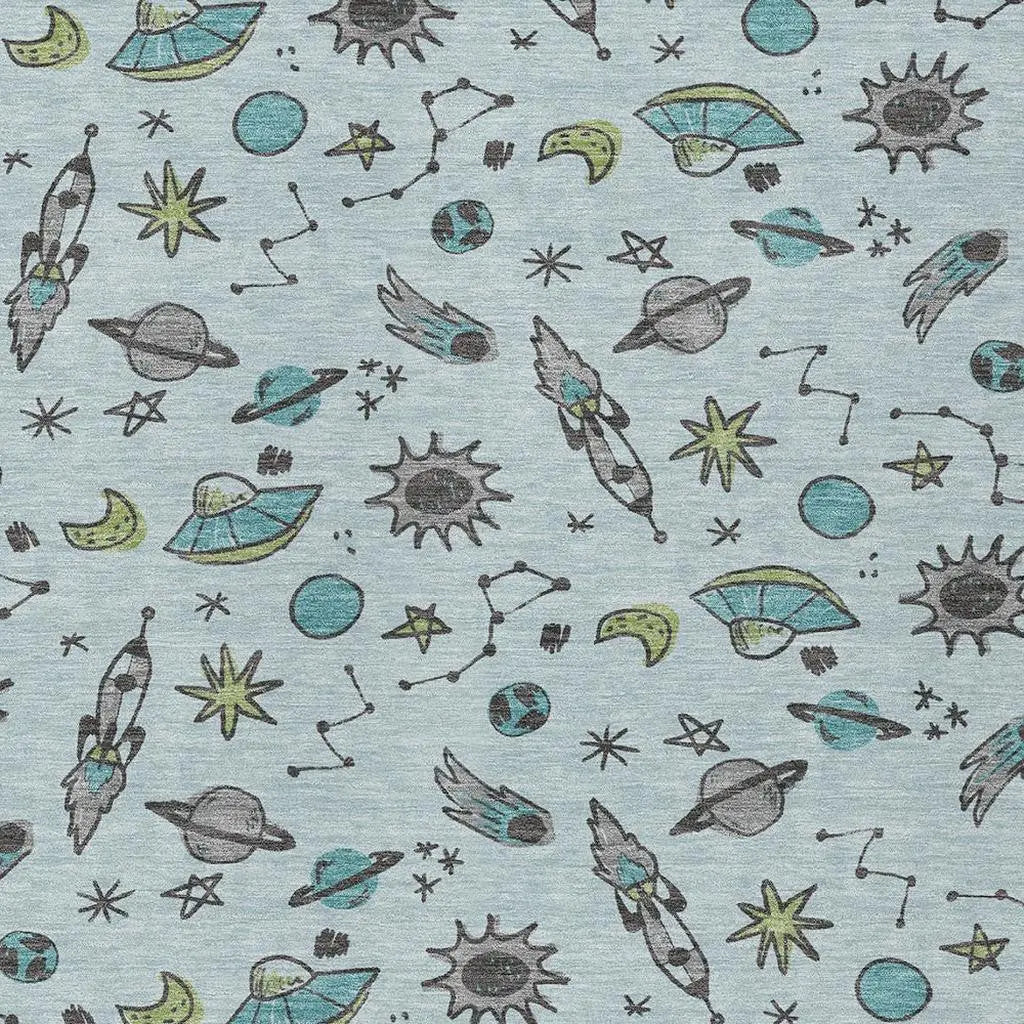 3' X 5' Sky Blue And Teal Blue Animal Print Washable Indoor Outdoor Area Rug Homeroots Outdoor