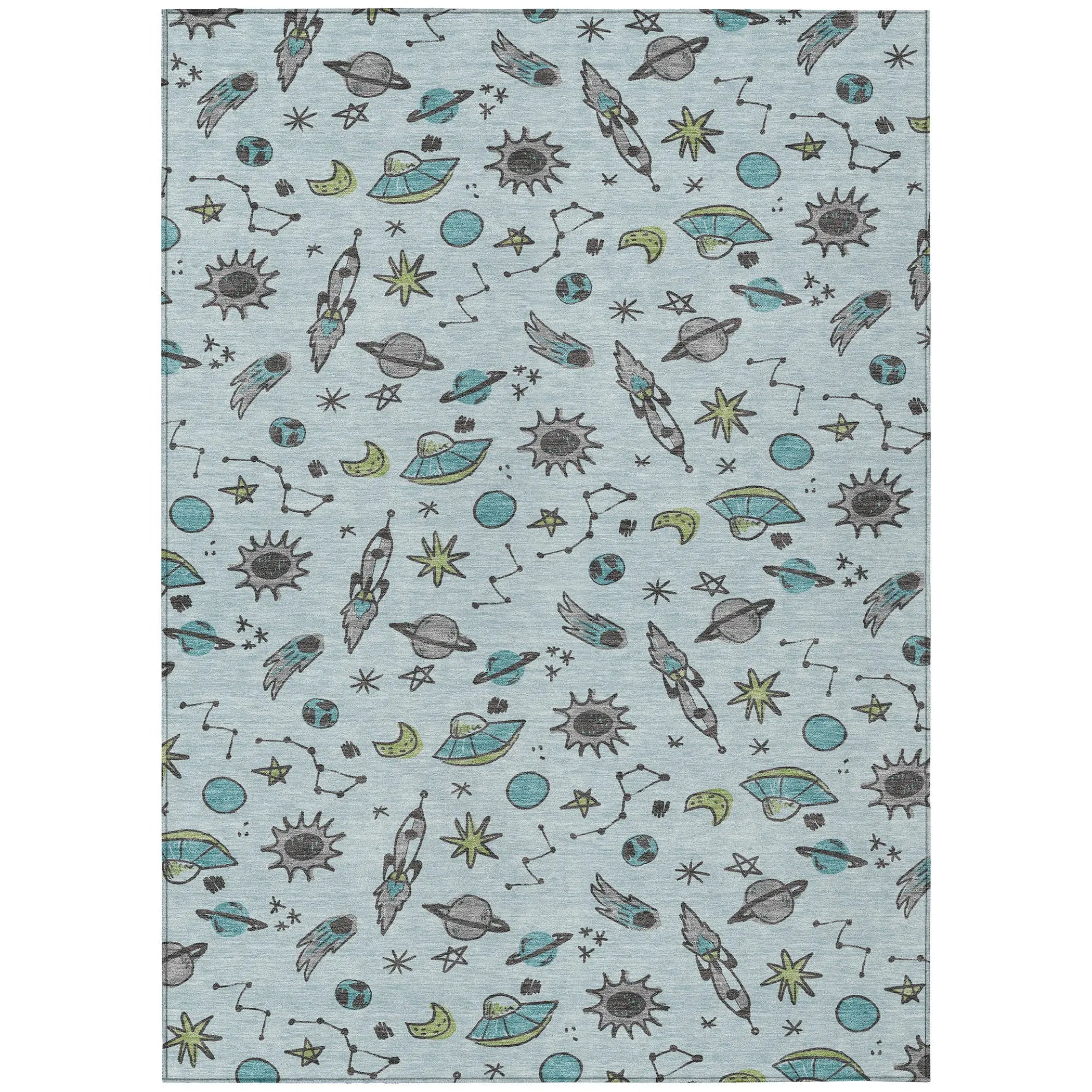 3' X 5' Sky Blue And Teal Blue Animal Print Washable Indoor Outdoor Area Rug Homeroots Outdoor