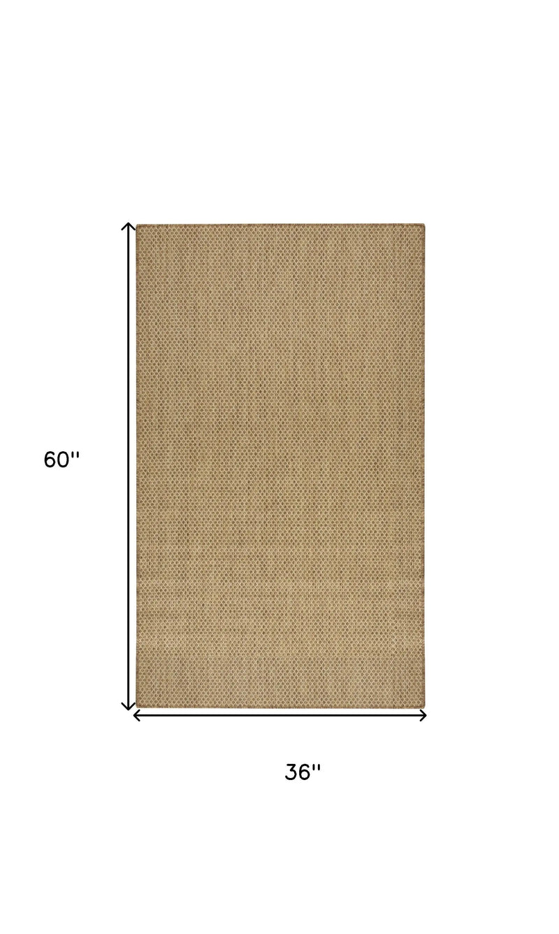3' X 5' Tan And Brown Geometric Indoor Outdoor Area Rug Homeroots Outdoor