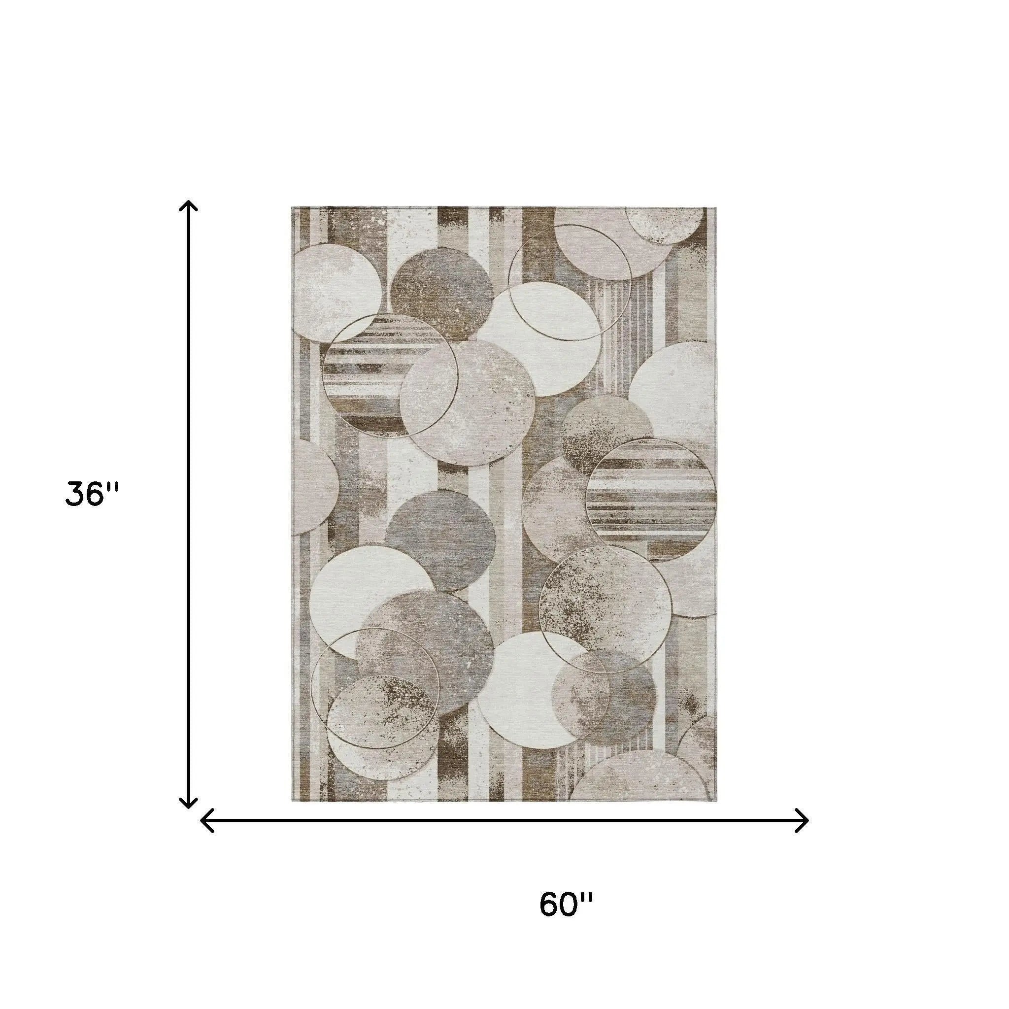 3' X 5' Tan And Brown Geometric Washable Indoor Outdoor Area Rug Homeroots Outdoor