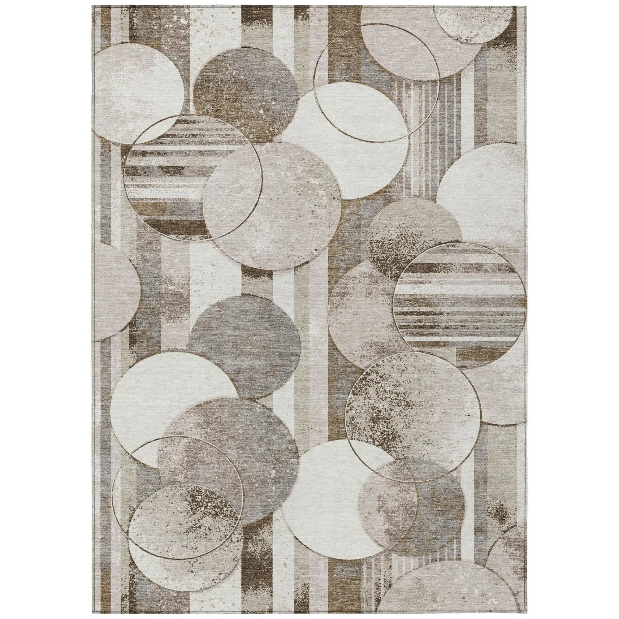 3' X 5' Tan And Brown Geometric Washable Indoor Outdoor Area Rug Homeroots Outdoor