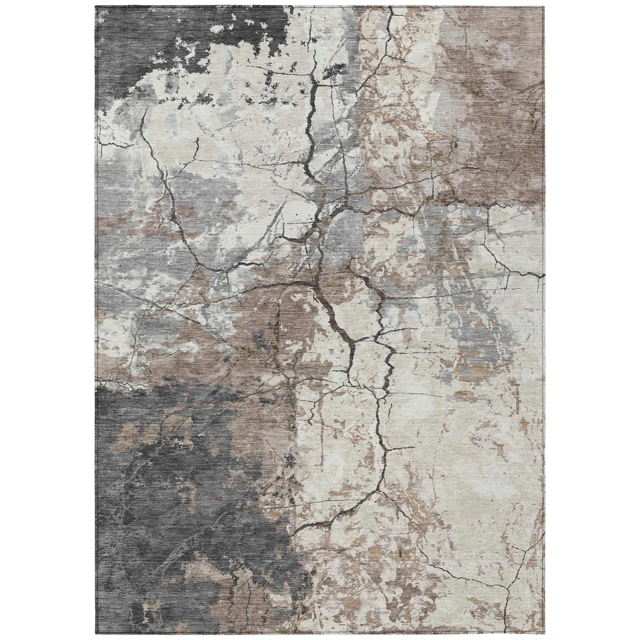 3' X 5' Taupe And Beige Abstract Washable Indoor Outdoor Area Rug Homeroots Outdoor