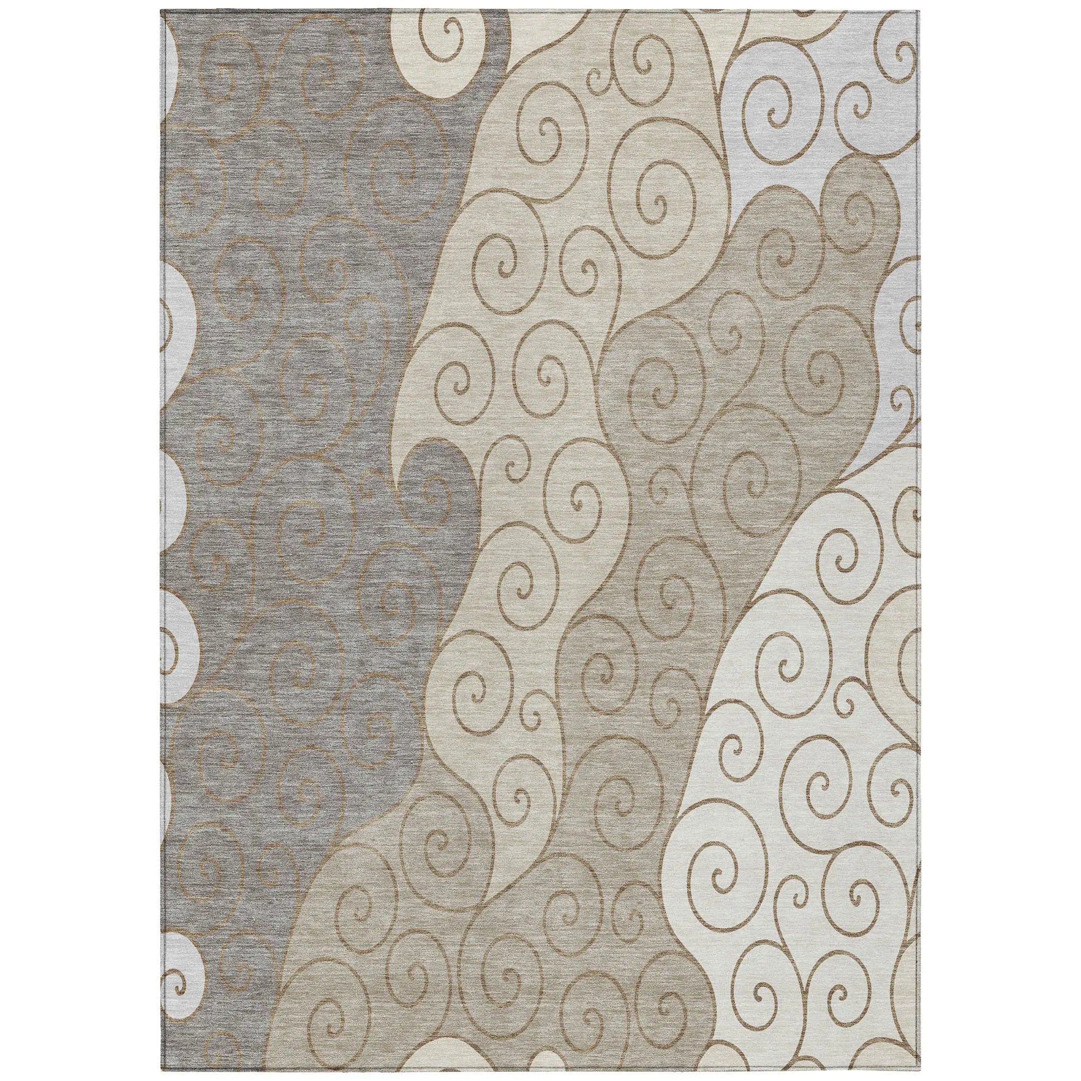 3' X 5' Taupe And Beige Abstract Washable Indoor Outdoor Area Rug Homeroots Outdoor
