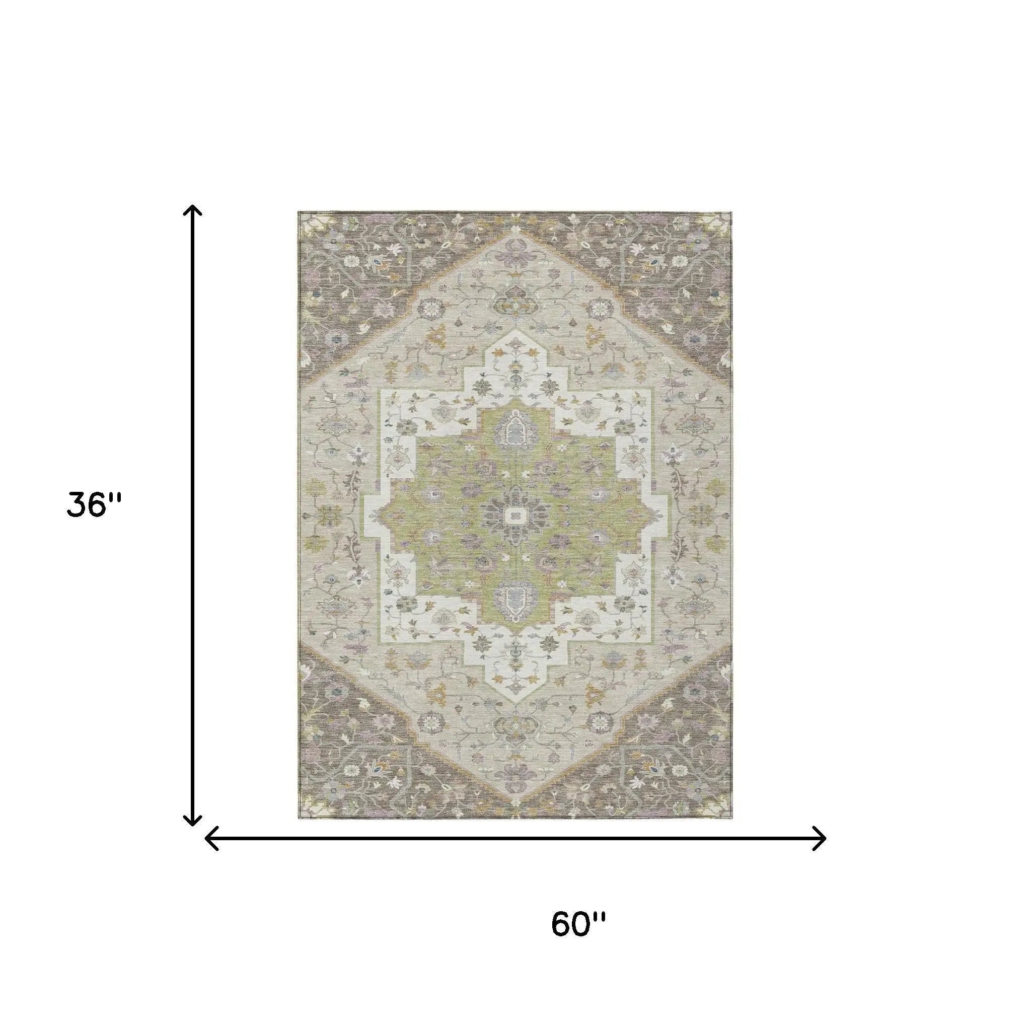 3' X 5' Taupe And Beige Floral Medallion Washable Indoor Outdoor Area Rug Homeroots Outdoor