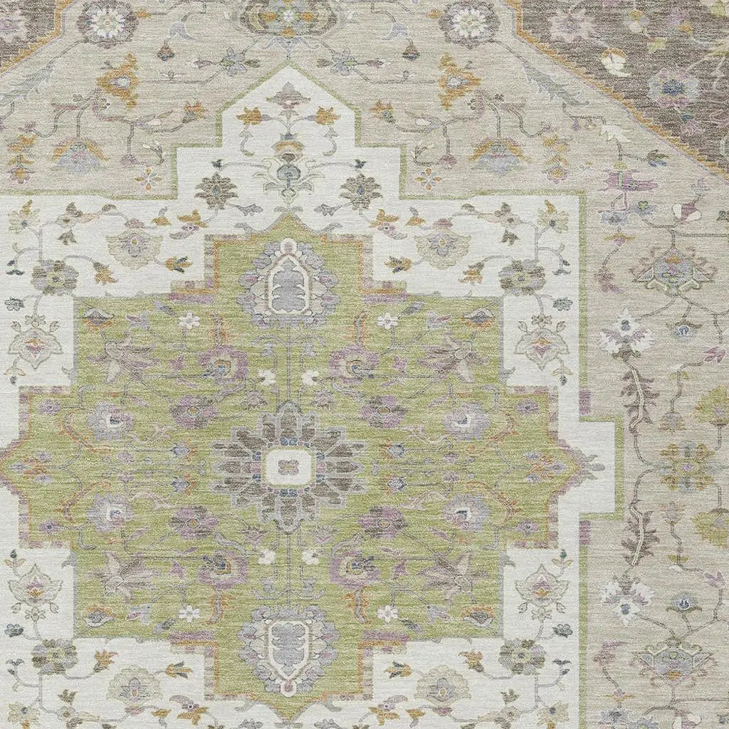 3' X 5' Taupe And Beige Floral Medallion Washable Indoor Outdoor Area Rug Homeroots Outdoor