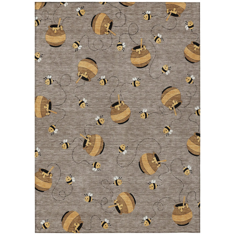 3' X 5' Taupe And Beige Geometric Washable Indoor Outdoor Area Rug Homeroots Outdoor