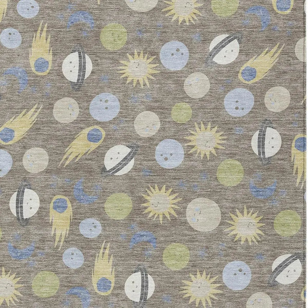 3' X 5' Taupe And Beige Geometric Washable Indoor Outdoor Area Rug Homeroots Outdoor