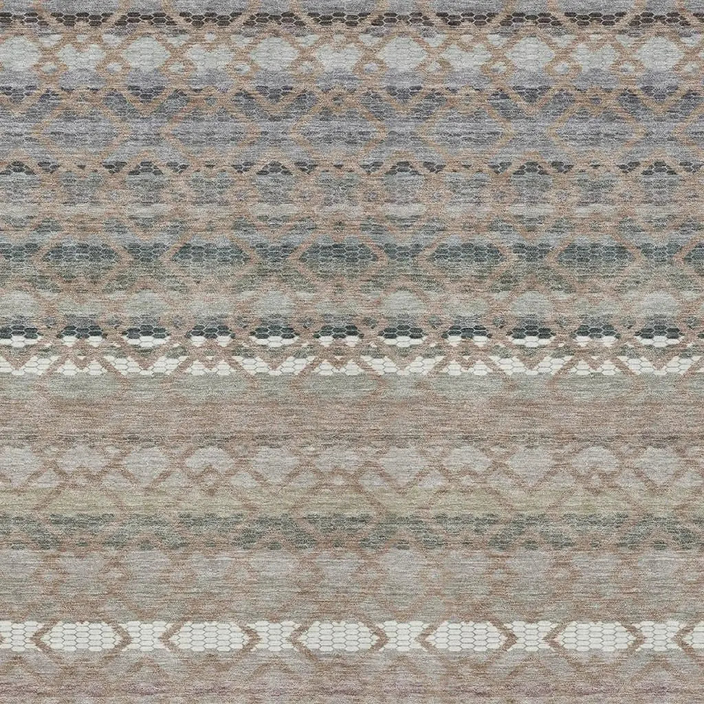 3' X 5' Taupe And Beige Striped Washable Indoor Outdoor Area Rug Homeroots Outdoor