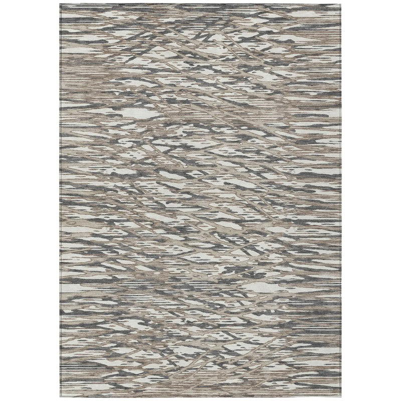 3' X 5' Taupe And Brown Abstract Washable Indoor Outdoor Area Rug Homeroots Outdoor