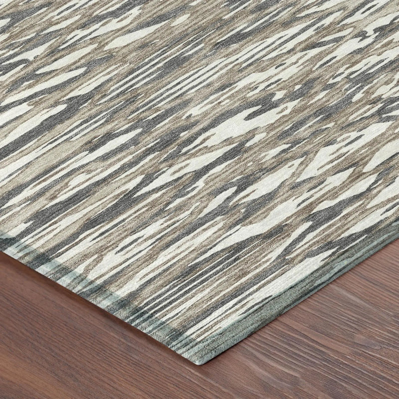 3' X 5' Taupe And Brown Abstract Washable Indoor Outdoor Area Rug Homeroots Outdoor