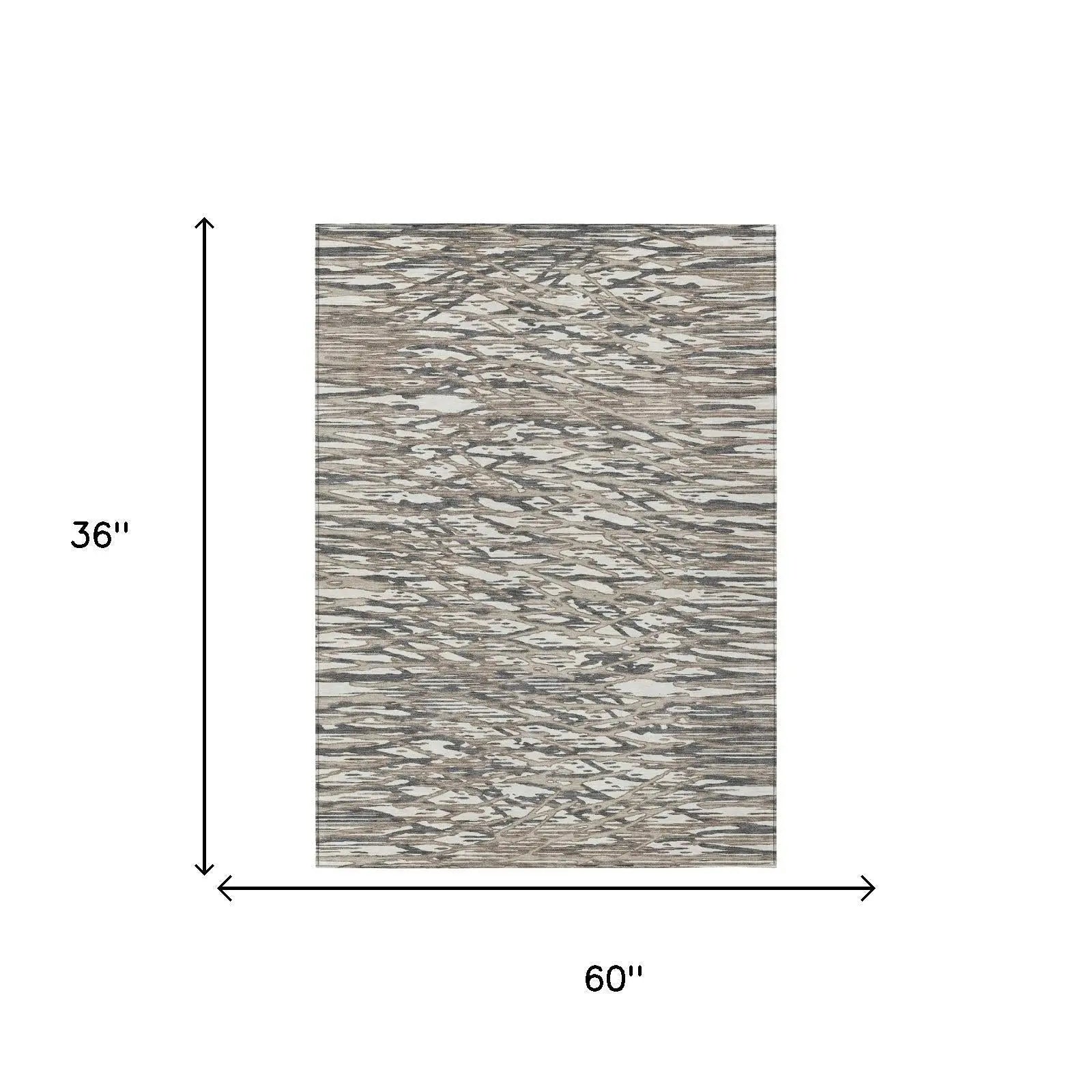 3' X 5' Taupe And Brown Abstract Washable Indoor Outdoor Area Rug Homeroots Outdoor