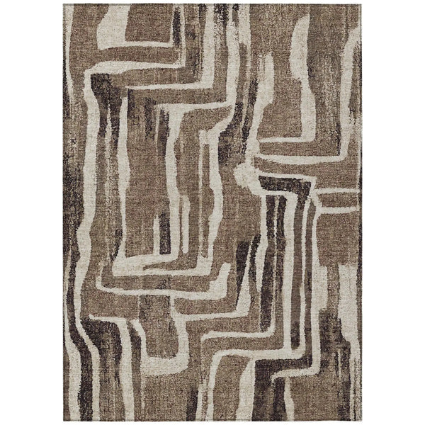 3' X 5' Taupe And Brown Abstract Washable Indoor Outdoor Area Rug Homeroots Outdoor