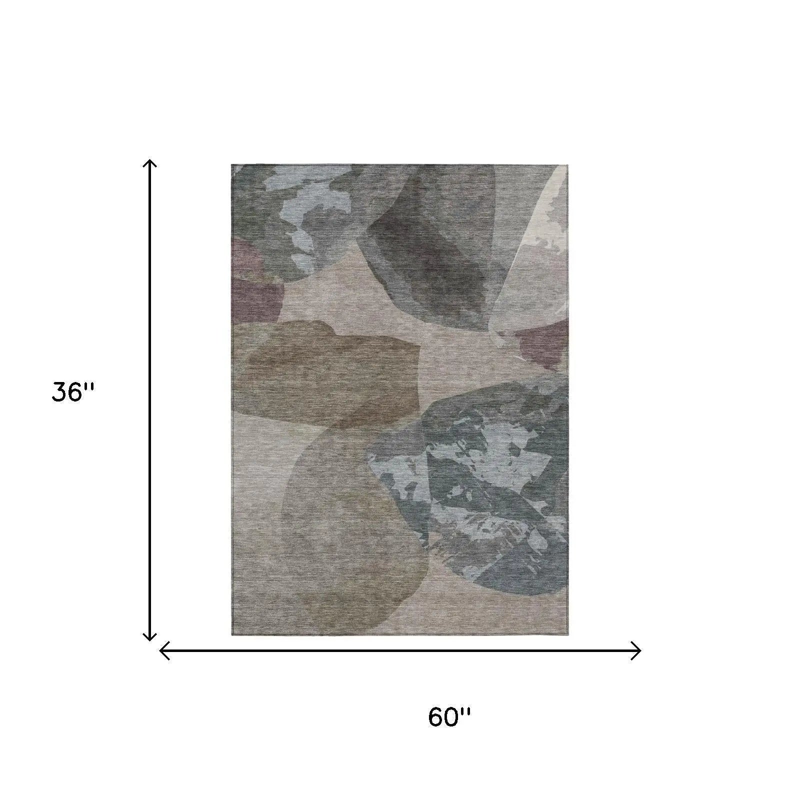 3' X 5' Taupe And Brown Abstract Washable Indoor Outdoor Area Rug Homeroots Outdoor