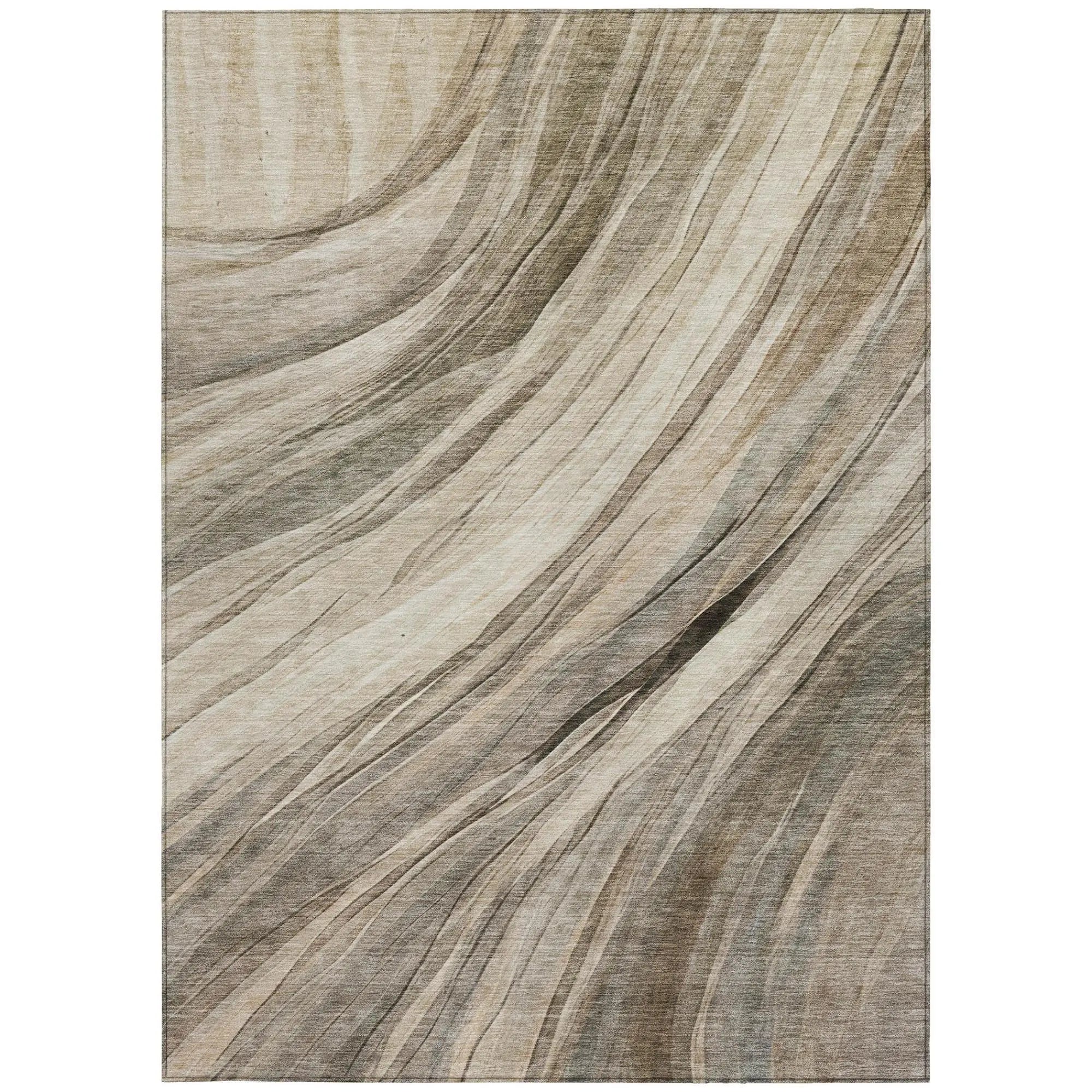 3' X 5' Taupe And Brown Abstract Washable Indoor Outdoor Area Rug Homeroots Outdoor