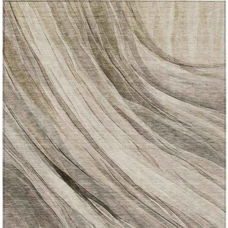 3' X 5' Taupe And Brown Abstract Washable Indoor Outdoor Area Rug Homeroots Outdoor