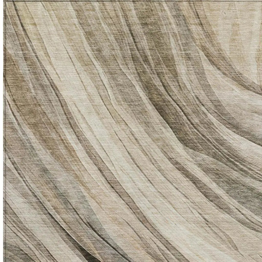 3' X 5' Taupe And Brown Abstract Washable Indoor Outdoor Area Rug Homeroots Outdoor