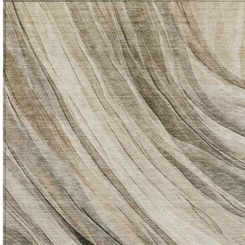 3' X 5' Taupe And Brown Abstract Washable Indoor Outdoor Area Rug Homeroots Outdoor