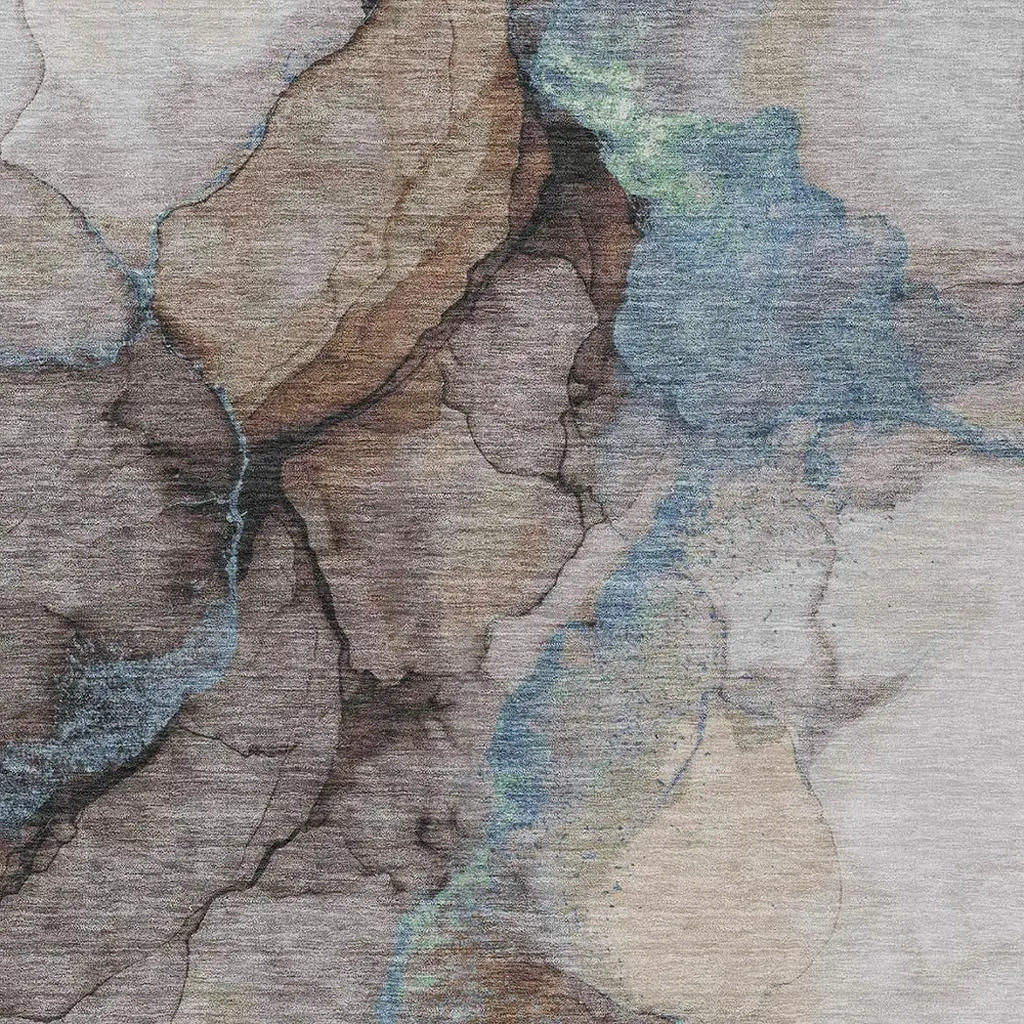 3' X 5' Taupe And Brown Abstract Washable Indoor Outdoor Area Rug Homeroots Outdoor