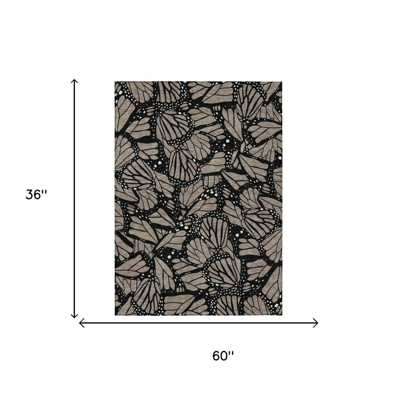 3' X 5' Taupe And Brown Animal Print Washable Indoor Outdoor Area Rug Homeroots Outdoor